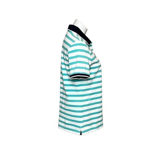 Brooks Brothers teal and white striped short sleeve polo shirt size L - Picture 6 of 16